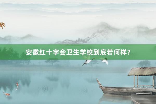 安徽红十字会卫生学校到底若何样？